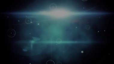 Mavi arkaplandaki ışık noktasıyla bağlantı ağının dijital animasyonu. küresel ağ ve teknoloji kavramı