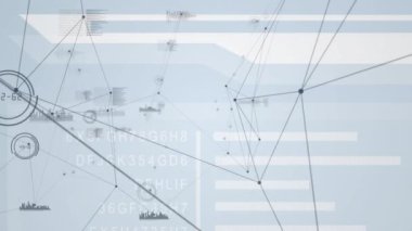 Beyaz arkaplanda bağlantılar ve veri işleme ağının animasyonu. küresel iş, bağlantılar ve dijital arayüz konsepti dijital olarak oluşturulmuş video.