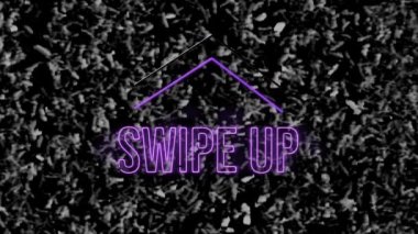 Neon mor rengin dijital animasyonu dokulu siyah arkaplan ile metin afişini kaldırır. Sosyal medya ağı ve teknoloji kavramı