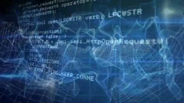 Siyah zemin üzerinde veri işleme ve dijital dağların animasyonu. küresel veri işleme, hesaplama ve dijital arayüz kavramı dijital olarak oluşturulmuş video.