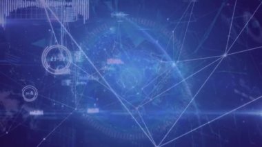 Finansal veri işleme ve küresinin animasyonu. küresel iş, finans, bağlantılar ve dijital arayüz konsepti dijital olarak oluşturulmuş video.