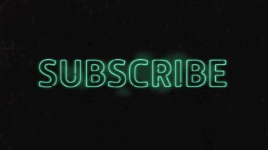Siyah arkaplan üzerine neon abonelik animasyonu. küresel sosyal medya ve iletişim konsepti dijital olarak oluşturulmuş video.