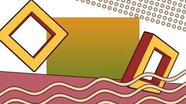 Beyaz arkaplan üzerinde renkli hareketli geometrik grafiklerin animasyonu. renk, hareket ve enerji arkaplan kavramı, dijital olarak oluşturulmuş video.