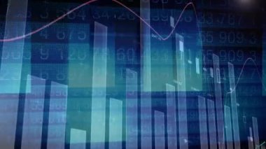 Siyah arkaplan üzerinden finansal veri işleme animasyonu. küresel iş, finans, dijital arayüz ve bağlantılar konsepti dijital olarak oluşturulmuş video.