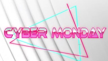 Beyaz üzerine pembe metalik harflerle yazılmış siber pazartesi metinlerinin animasyonu. çevrimiçi alışveriş, perakende ve satış konsepti dijital olarak oluşturulmuş video.