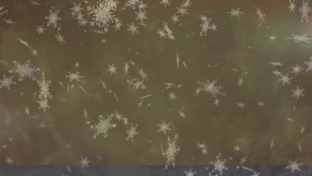 Κινούμενα Σχέδια Χιονιού Που Πέφτουν Πάνω Γκρι Φόντο Χριστούγεννα Παράδοση — Αρχείο Βίντεο