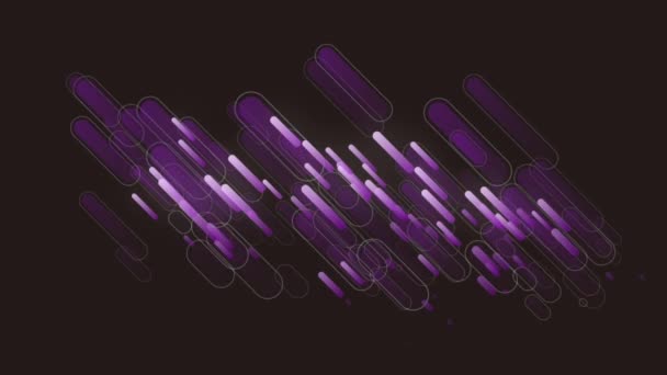 Animation Moving Purple Trails Light Black Background Digital Interface Technology — Stock Video