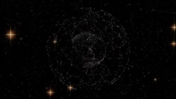 Animación Estrellas Sobre Globo Conexiones Navidad Tradición Celebración Conexiones Globales — Vídeos de Stock