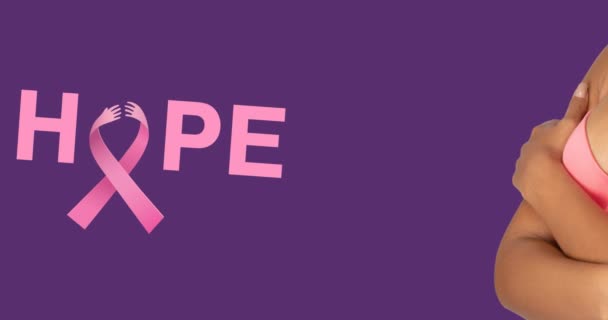 Animation Breast Cancer Awareness Text Woman Έννοια Εκστρατεία Ευαισθητοποίησης Για — Αρχείο Βίντεο