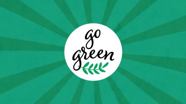 緑の背景を移動する円の中で緑のままのアニメーション 持続可能性 生態系 再生可能エネルギー 地球温暖化と気候変動への意識 — ストック動画