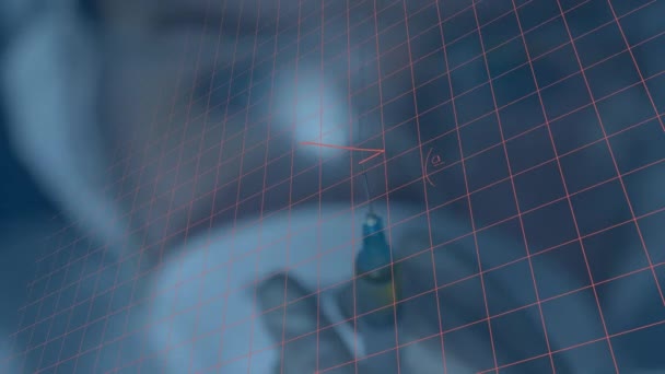주사기를 과학자에 방정식 애니메이션 글로벌 디지털 인터페이스 디지털 비디오 — 비디오