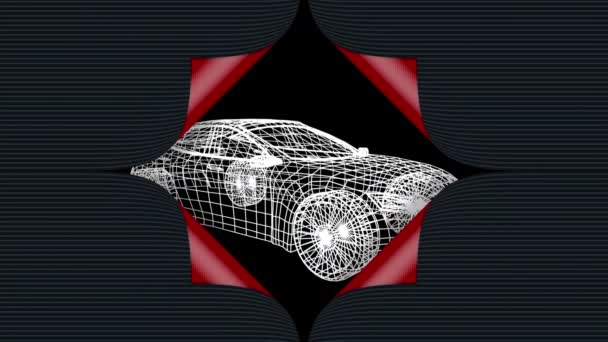 Animacja Papieru Otwierającego Ponad Samochód Rysunek Przędzenia Czarnym Tle Globalna — Wideo stockowe