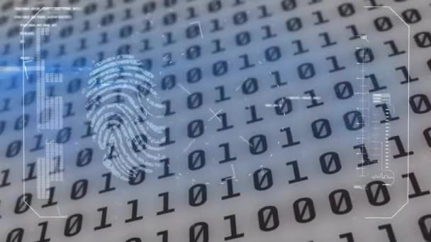 Animazione Impronte Digitali Biometriche Scansione Dell Ambito Elaborazione Dei Dati — Video Stock