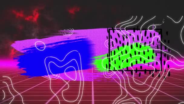 Animacja Barwnych Abstrakcyjnych Kształtów Izohipsów Przestrzeni Cyfrowej Koncepcja Koloru Ruchu — Wideo stockowe
