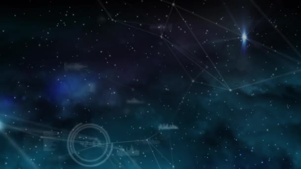 Animáció Csillagok Hálózaton Keresztül Kapcsolatok Adatfeldolgozás Karácsony Hagyomány Ünneplés Globális — Stock videók