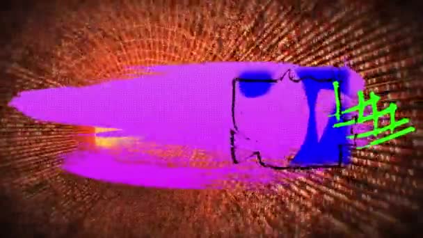 Animace Barevných Abstraktních Tvarů Nad Tunelem Oranžových Světel Barevný Pohybový — Stock video