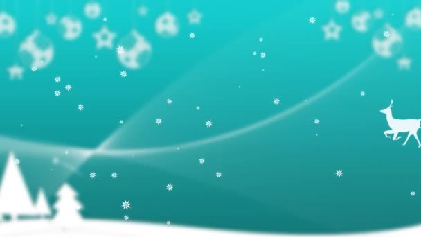 Animation Santa Close Sleigh Blue Background Christmas Winter Tradition Celebration — Stock Video