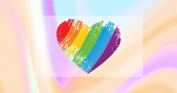背景色の上に虹色のハートのイメージ Lgbtの権利と平等の概念はデジタルで生成され — ストック写真