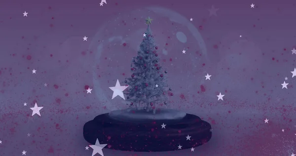 Image Stars Falling Snow Globe Winter Scenery Christmas Tradition Celebration — Stock Photo, Image