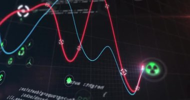 Finansal veri işleme animasyonu. küresel iş, finans, dijital arayüz ve bağlantılar konsepti dijital olarak oluşturulmuş video.