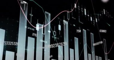 Finansal veri işleme animasyonu. küresel iş, finans, dijital arayüz ve bağlantılar konsepti dijital olarak oluşturulmuş video.