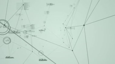 Bağlantı ağlarının canlandırılması ve beyaz arkaplan üzerinde veri işleme. küresel bağlantılar, veri işleme, dijital arayüz ve teknoloji konsepti dijital olarak oluşturulmuş video.