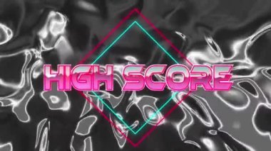 Dijital uzayda yüksek skorun animasyonu. bilgisayar, oyunlar ve teknoloji konsepti dijital olarak oluşturuldu.