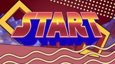 Dijital uzayda kareler ve dalgalarla başlamanın animasyonu. bilgisayar, oyunlar ve teknoloji konsepti dijital olarak oluşturuldu.