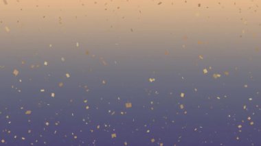 Konfetilerin gradyan sarısından kahverengi arka plana düşüşünün animasyonu. parti ve kutlama konsepti dijital olarak oluşturulmuş video.