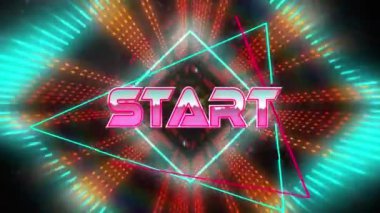 Dijital parlayan soyut alanda başlangıç animasyonu. bilgisayar, oyunlar ve teknoloji konsepti dijital olarak oluşturuldu.