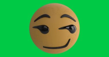 Yeşil ekranda gülümseyen emoji simgesi animasyonu. küresel sosyal medya ve iletişim konsepti dijital olarak oluşturulmuş video.