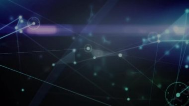 Siyah arkaplan üzerindeki bağlantı ağlarının animasyonu. küresel bağlantılar, veri işleme ve dijital arayüz konsepti dijital olarak oluşturulmuş video.