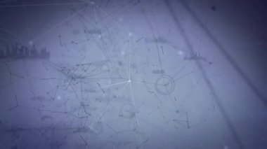 Koyu mavi arkaplanda hareket eden bağlantı ağının canlandırması. küresel ağlar, bağlantılar ve dijital arayüz konsepti dijital olarak oluşturulmuş video.