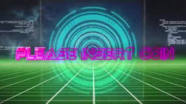 Lütfen ekranla birlikte dijital soyut alana madeni para ekleyin. bilgisayar, oyunlar ve teknoloji konsepti dijital olarak oluşturuldu.