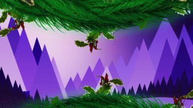 Noel Baba 'nın kızağındaki Noel çelengi süsleri ren geyikleri tarafından gece gökyüzüne doğru çekiliyor. Noel şenliği ve kutlama konsepti