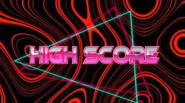 Dijital uzayda yüksek skorun animasyonu. bilgisayar, oyunlar ve teknoloji konsepti dijital olarak oluşturuldu.