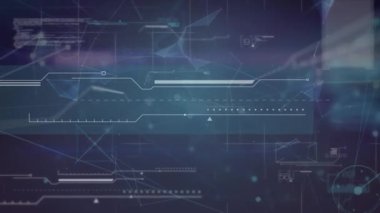 Koyu mavi arka planda bağlantılar, dünya ve veri işleme ağının animasyonu. küresel ağlar, bağlantılar ve dijital arayüz konsepti dijital olarak oluşturulmuş video.