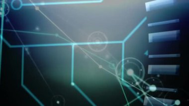 Siyah arkaplan üzerindeki bağlantı ağlarının animasyonu. küresel bağlantılar, veri işleme ve dijital arayüz konsepti dijital olarak oluşturulmuş video.