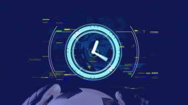 Futbola dokunan iki futbol ayakkabısının üzerinde mikroskop taraması. spor, bağlantılar ve dijital arayüz konsepti dijital olarak oluşturulmuş video.