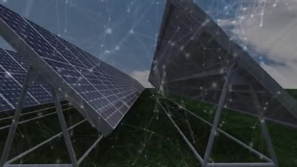 Animatie Van Het Netwerk Van Verbindingen Zonnepanelen Mondiaal Concept Voor — Stockvideo