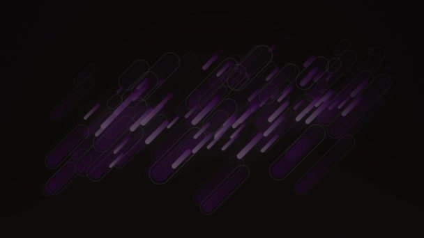 Animación Senderos Luz Púrpura Movimiento Sobre Fondo Negro Tecnología Interfaz — Vídeos de Stock