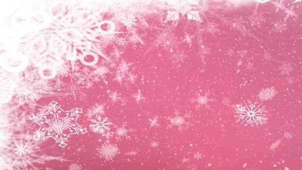 Animazione Neve Che Cade Sui Fiocchi Neve Natale Sfondo Rosa — Video Stock