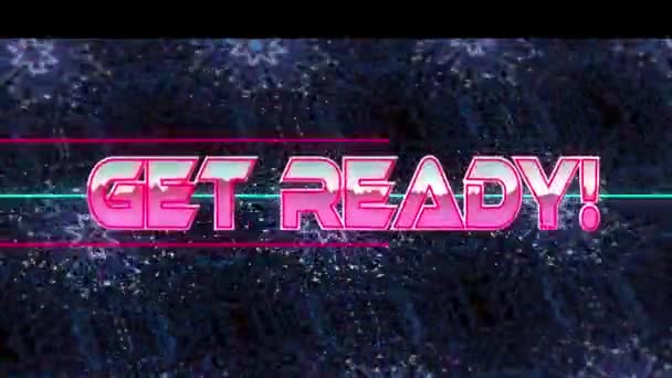 Animation Get Ready Text Blue Kaleidoscopic Shapes Black Background Video — Stock Video