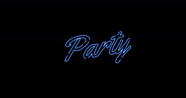 Animation Party Text Black Background Party Music Entertainment Concept Digitally — Stock Video