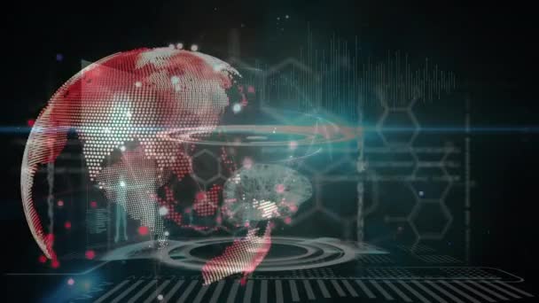 Animazione Della Rete Connessioni Elaborazione Dati Sfondo Nero Business Globale — Video Stock