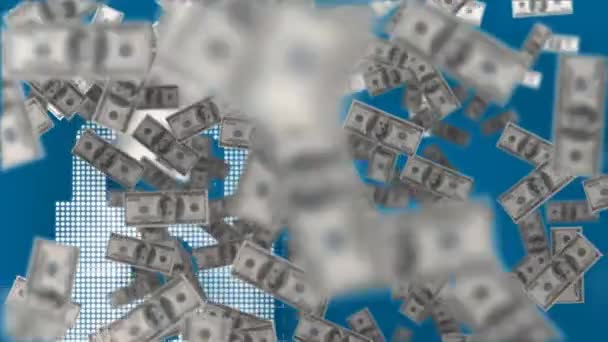 Animación Dinero Flotando Sobre Candado Finanzas Globales Dinero Sin Pagos — Vídeo de stock