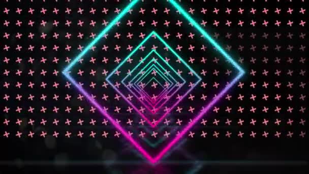 Animation Neon Shapes Black Background Video Game Entertainment Digitial Interface — Stock Video