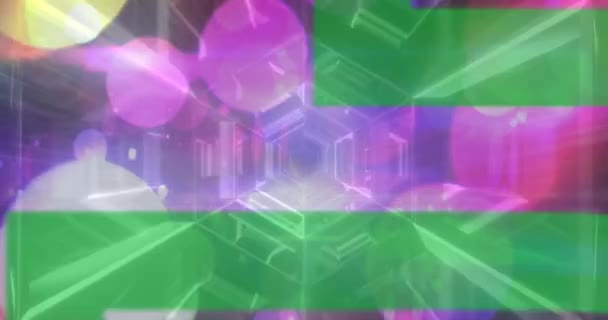 Animation Texte Vert Cyber Lundi Tunnel Réfléchissant Lumières Colorées Vente — Video