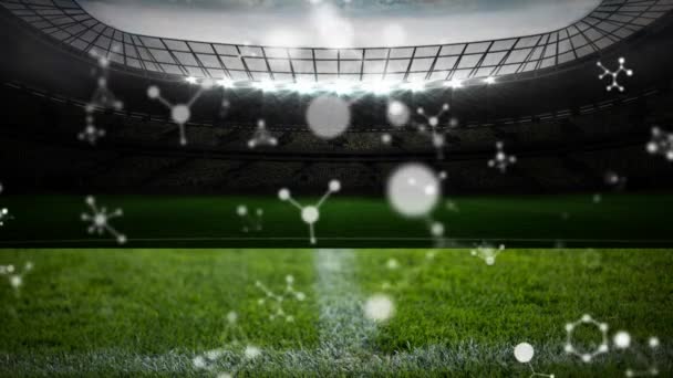 분자들 경기장 회전하는 애니메이션 글로벌 스포츠 디지털 인터페이스 디지털 비디오 — 비디오