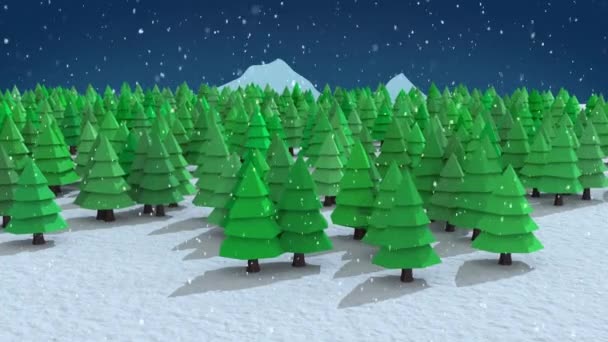 풍경은 전나무 내리는 애니메이션이다 크리스마스 디지털 비디오 — 비디오